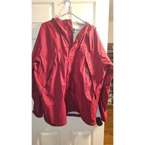 LL Bean Men’s O ALB2 Full Zip 100% Nylon Rain Jacket Bright Red XXL Free Ship